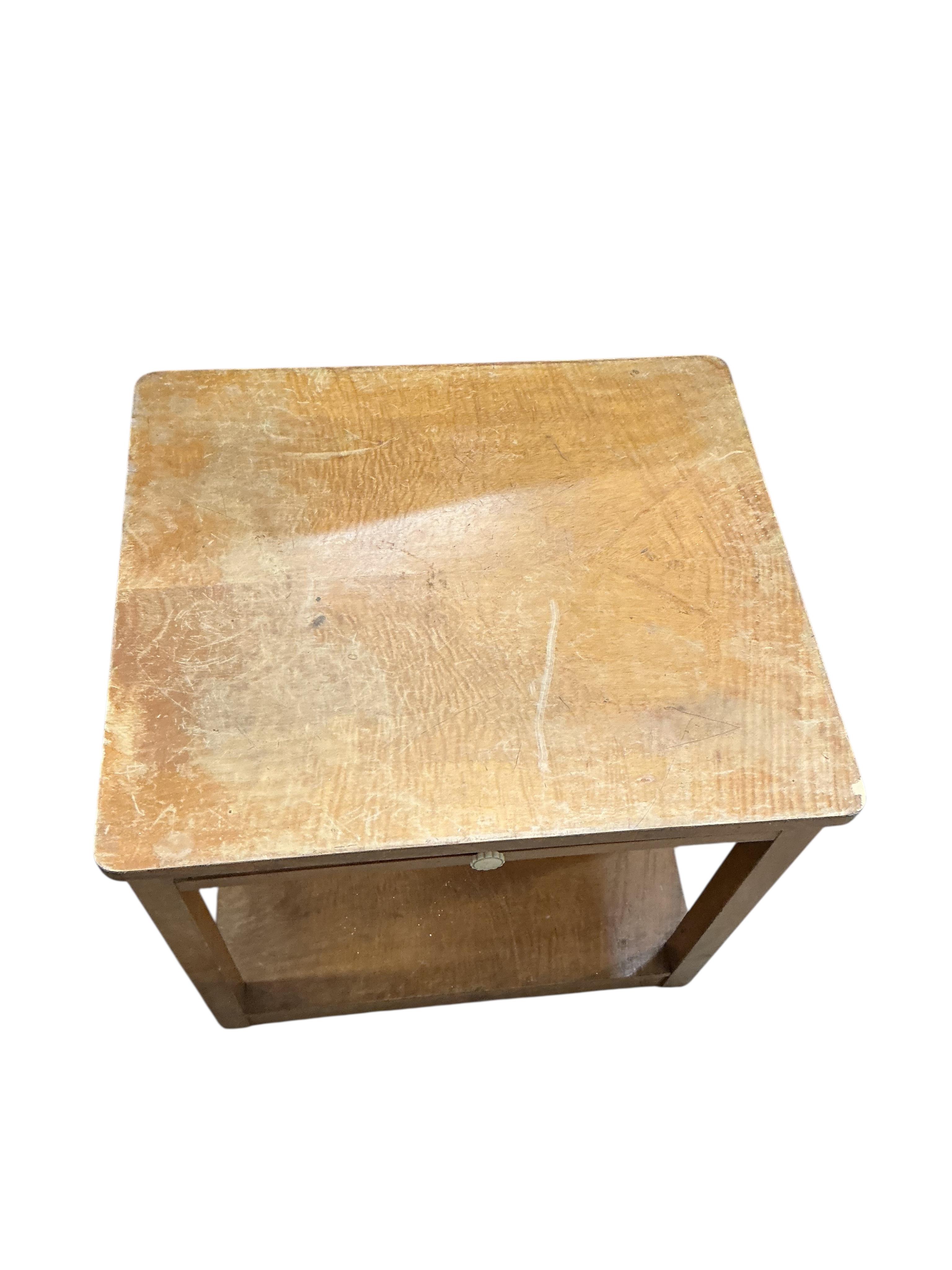 A Chinese carved hardwood vase stand, height 92cm together with a mid century two tier table